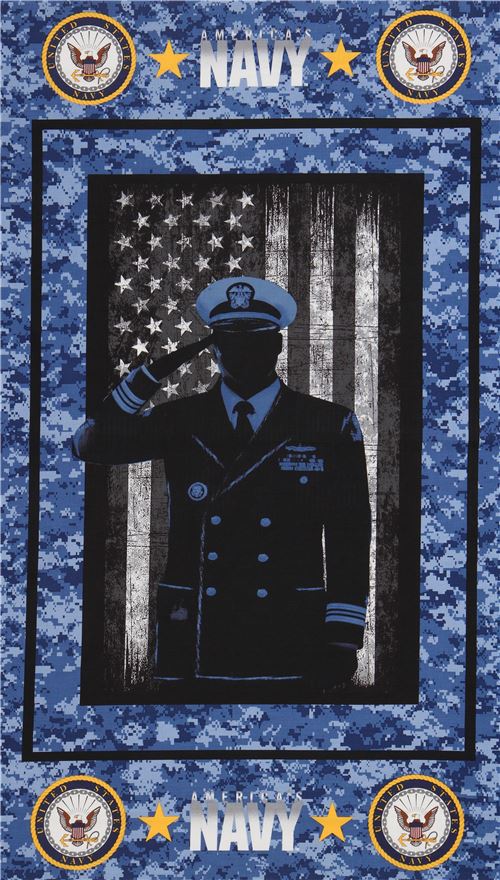 Tela azul con panel con soldado US Navy Tela