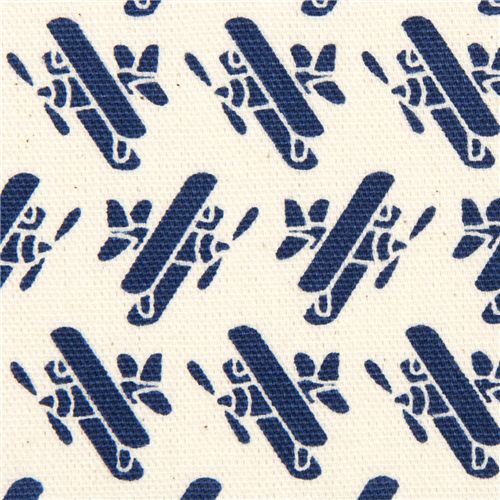 blue airplane fabric for boys de Kokka Japan 1
