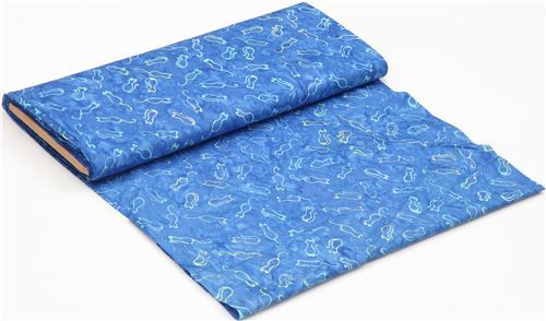Fat Quarter (50 x 56 cm) - blue batik fabric with cats by Timeless Treasures 3