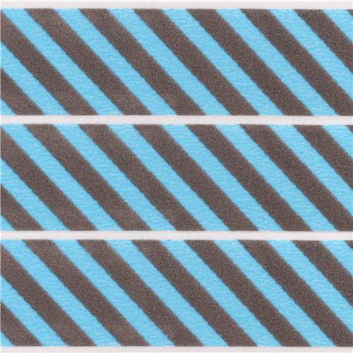 Ruban de masquage d�co ray� bleu-marron mt fab Washi � impression floqu�e 0