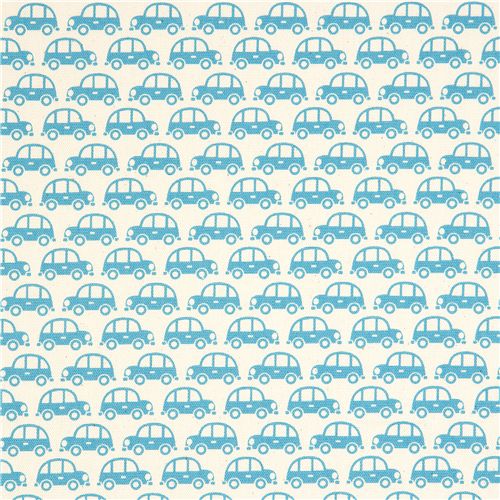 blue cars fabric for boys Kokka Japan 2