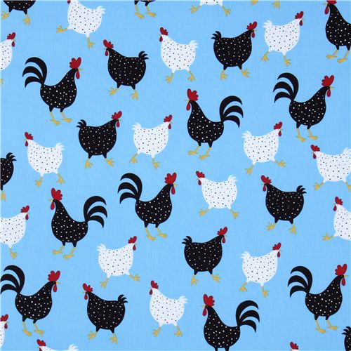 blue chicken fabric Robert Kaufman USA designer 2