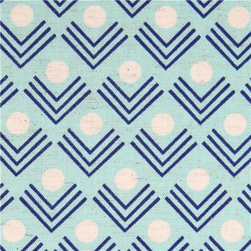 Toile Kokka Framework bleue, coins d'angle géométriques Tissu