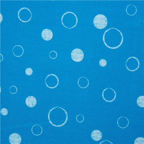 Marine Blue White Stamped Bubbles Fabric