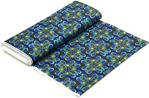 blue designer fabric with ornament & gold embellishments 3