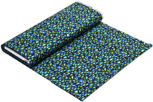 blue designer fabric with peacocks fan & gold embellishments 3