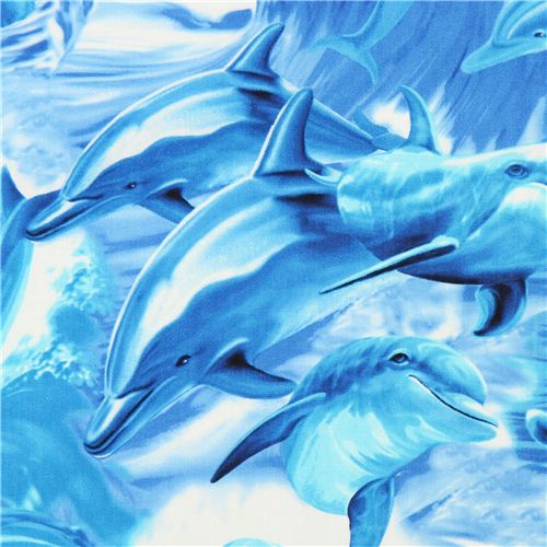 blauer Delfin Tier Stoff von Timeless Treasures USA Stoff