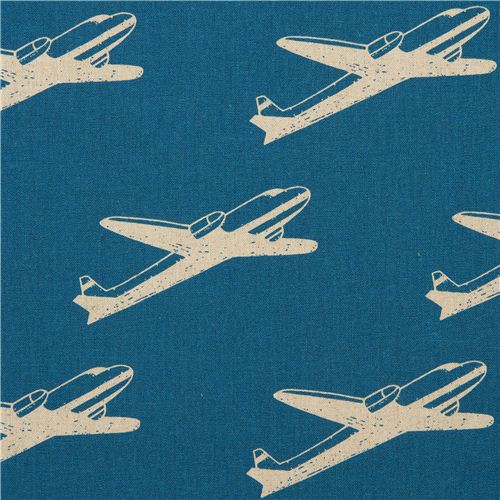 Tissu enduit laminé bleu Echino avec des avions, Airplane Tissu
