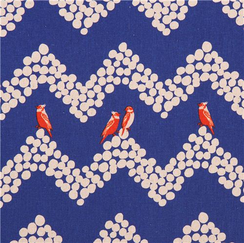 blauer echino parakeet Canvas Stoff Vogel Sittich Chevron Muster Stoff
