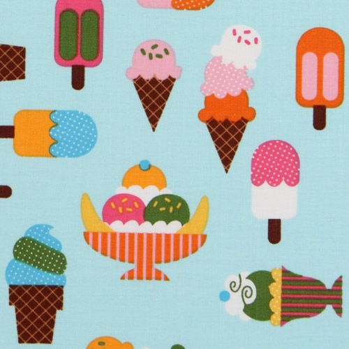 blue fabric ice cream cups Robert Kaufman kawaii 1
