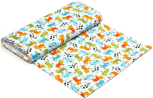 blue fabric with dotted cows by Robert Kaufman USA 3