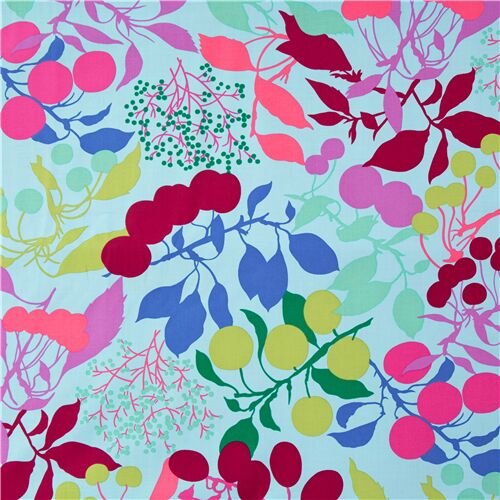 Wilderberry Large Colourful Berries Branches Leaves Fabric