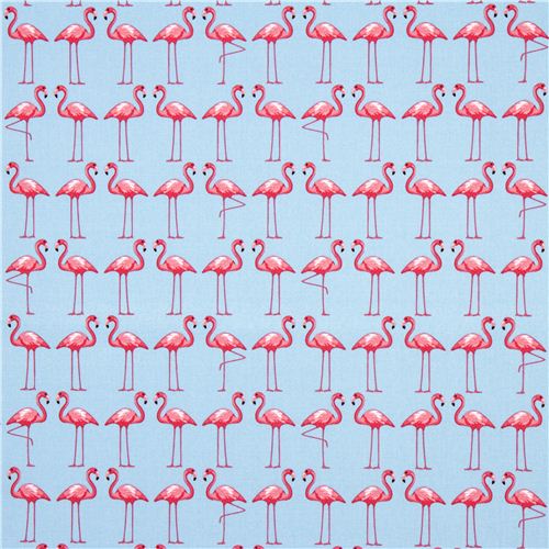 blue fabric with pink flamingos by Michael Miller  2