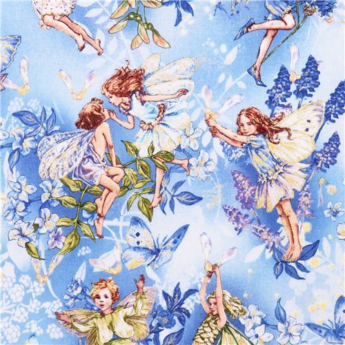 blue fairy tale fabric Michael Miller Dawn fairies Fabric