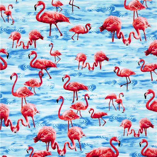 blue flamingo fabric by Timeless Treasures from the USA 2