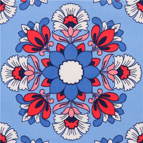 blauer Blumen Kord Stoff von Timeless Treasures USA Stoff