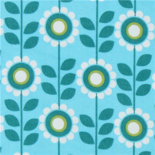 blauer Blumen Flanellstoff von Robert Kaufman 1