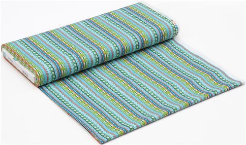 Fat Quarter (50 x 54 cm) - blue green fabric with stripe button Quilting Treasures  3