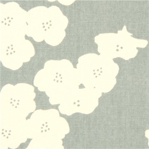 Tela orgnica de birch lona gris azulado flor amapola EEUU Tela