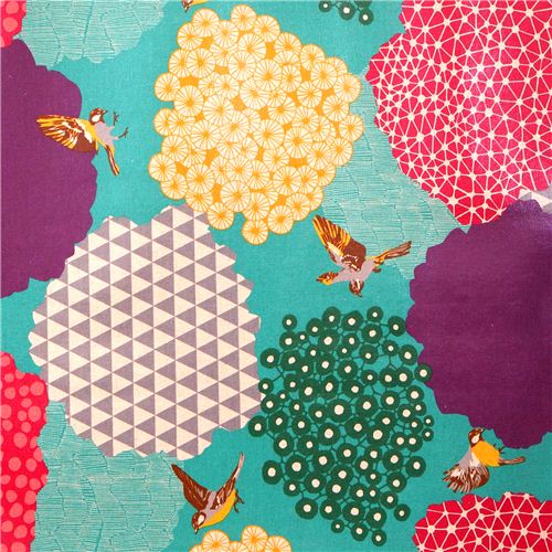 blauer kalmia echino Canvas Stoff Vogel Busch Stoff