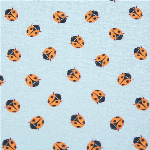 Tissu bleu avec des coccinelles thme des insectes rtro vibe Tissu
