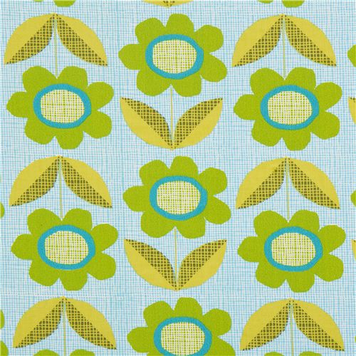 blue monaluna flower organic fabric from the USA Fabric