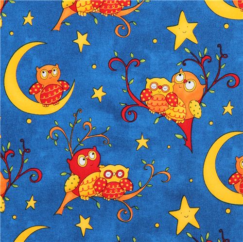 Tela azul noche bho infantil luna estrella Rhyme Time Tela