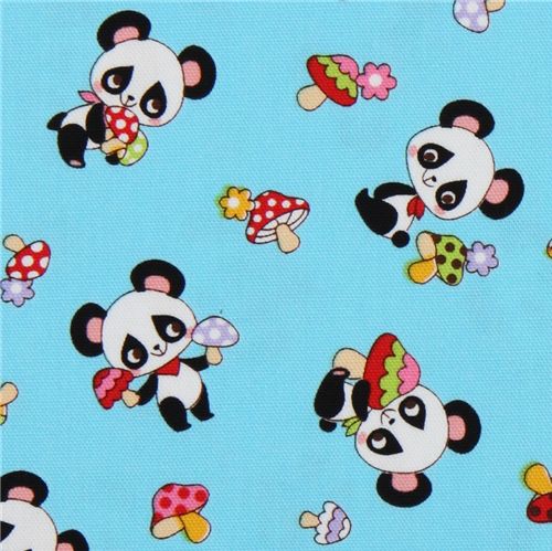 blue panda fabric fly agaric from Japan kawaii 1
