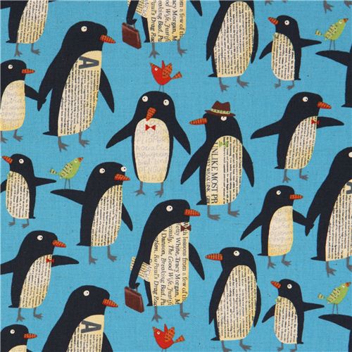 blauer Pinguin Canvas Stoff by Nancy Wolff Kokka Stoff
