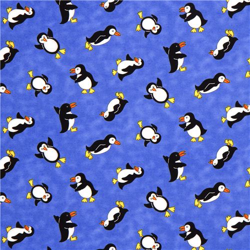 blue penguin flannel fabric by Timeless Treasures USA 2