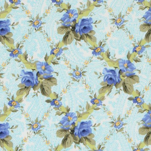 blue roses Michael Miller fabric French Journal 1
