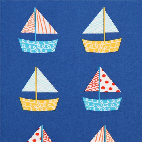blue sailing ship fabric by Robert Kaufman from the USA Fabric