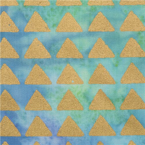 blauer Sarong Batik-Stil Baumwollstoff Batikmuster mit goldenen Dreiecken Stoff