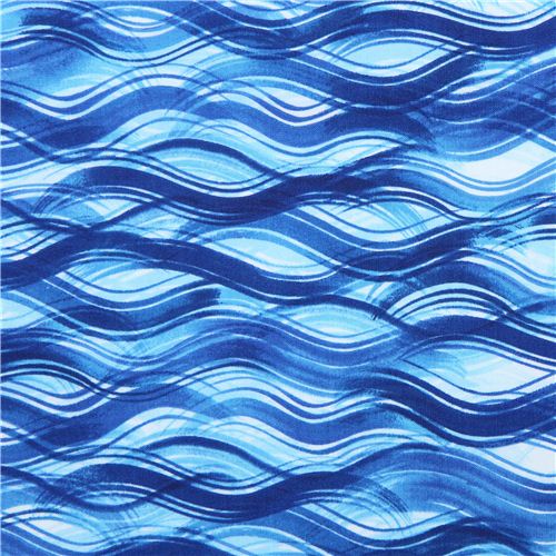 Tela azul agua del mar y olas de Robert Kaufman Tropical Reef Tela