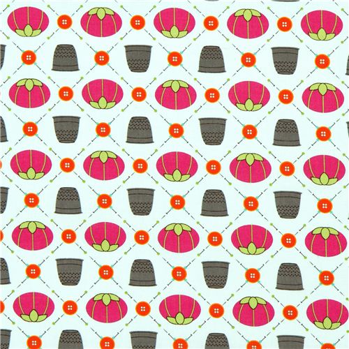 blue sewing equipment fabric by Robert Kaufman USA 2