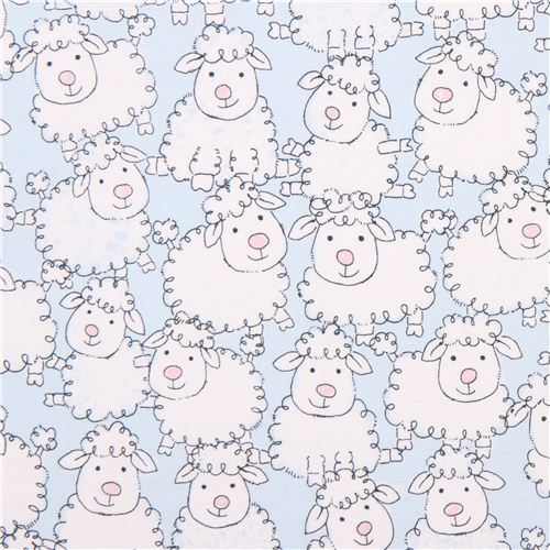 blue sheep farm animal fabric Timeless Treasures Babes in Farmland Fabric