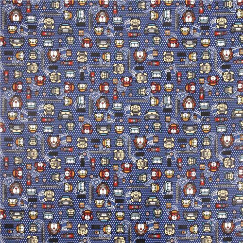 tessuto blu laminato stelle automobili cani Sanrio dal Giappone 0