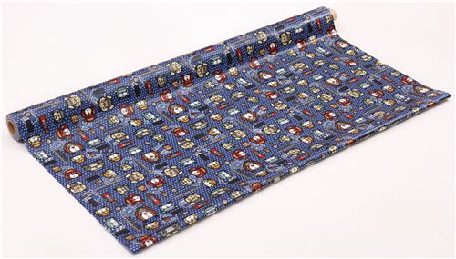 tessuto blu laminato stelle automobili cani Sanrio dal Giappone 0