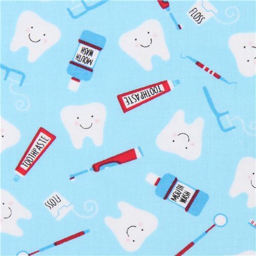 blue teeth fabric by Timeless Treasures Fabric