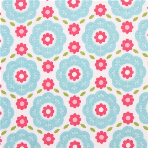 Tissu bleu et blanc avec un motif floral  Summer Song 2  par Riley Blake Tissu
