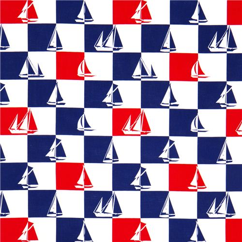 blue-white-red checkered sailor fabric Timeless Treasures 2