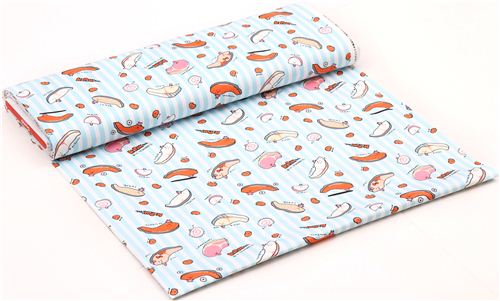 blau-wei� gestreifter Kirimi-chan Sanrio Oxford Stoff aus Japan 3
