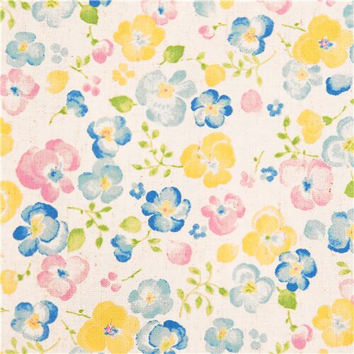 Cool Sweet Scandinavian Painterly Botanical Fabric