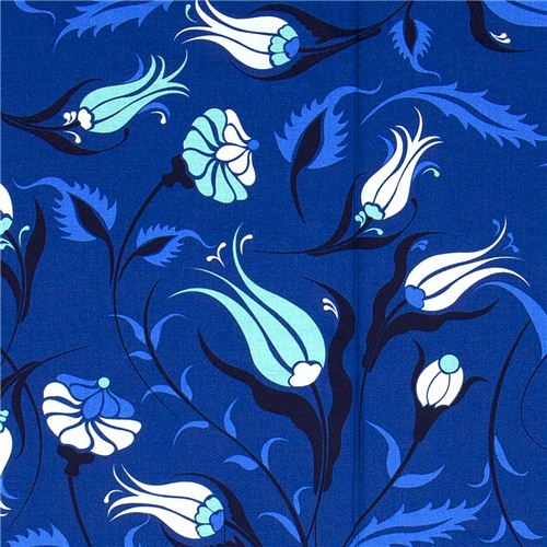 blauer Michael Miller Blumen Stoff Turkish Garden mit Blumen Stoff