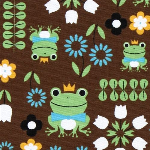 brown Frog Prince Kokka oxford fabric flower from Japan Fabric
