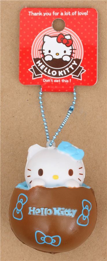 brown Hello Kitty chocolate blue filling squishy charm 3