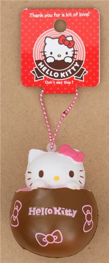 Brauner Hello Kitty Schokolade pinke Füllung Squishy Anhänger 3