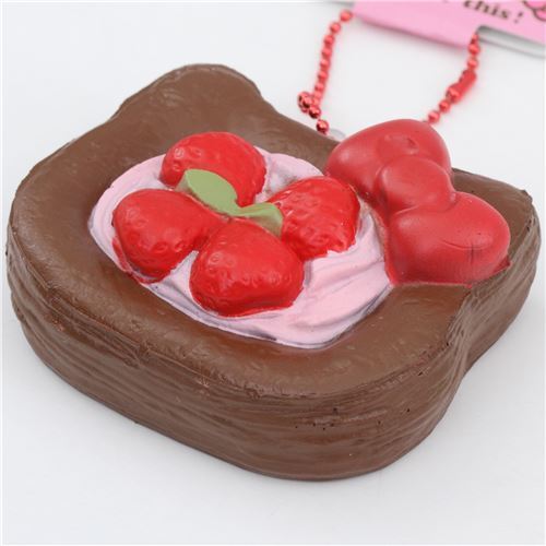 Squishy  kawaii, ptisserie marron en forme de tte dHello Kitty 1
