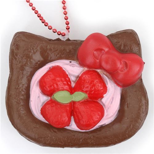 Squishy  kawaii, ptisserie marron en forme de tte dHello Kitty