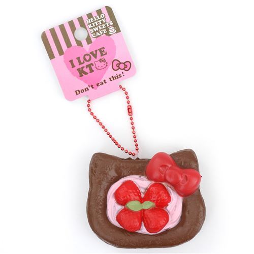 Squishy  kawaii, ptisserie marron en forme de tte dHello Kitty 3